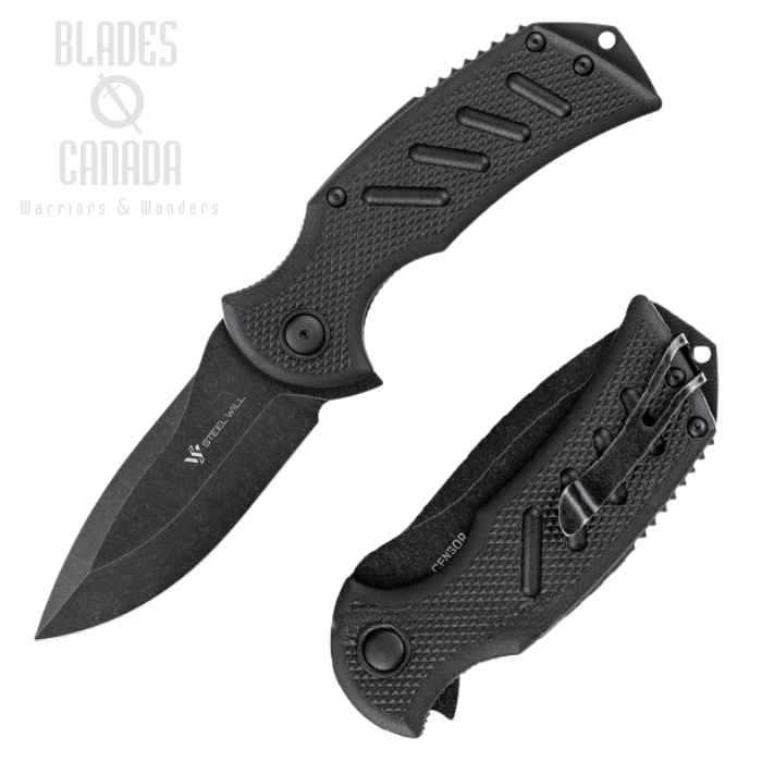 Steel Will Censor Flipper Folding Knife, D2 Black, FRN Black, F13-A1B